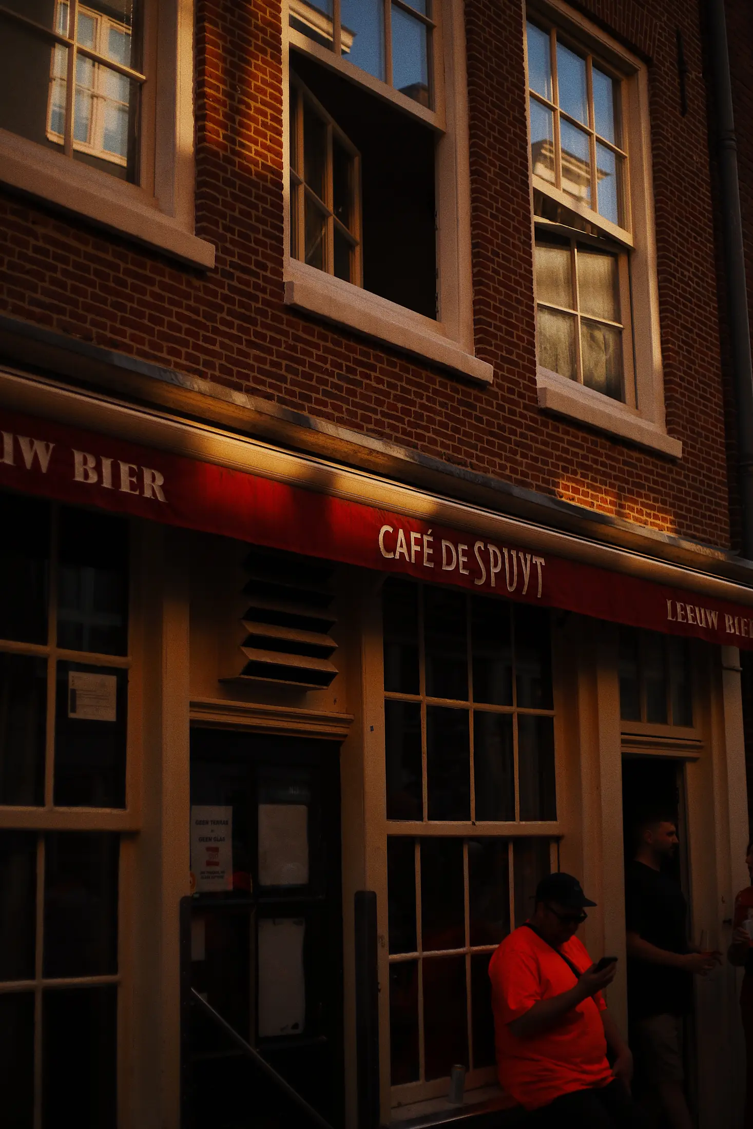 Cafe facade in warm light